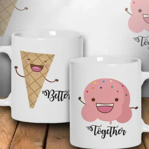 mug ice cream couple 2pc's