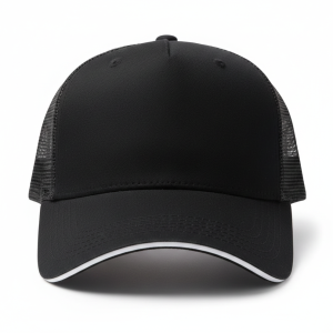 black net cap with white lining – adjustable & breathable